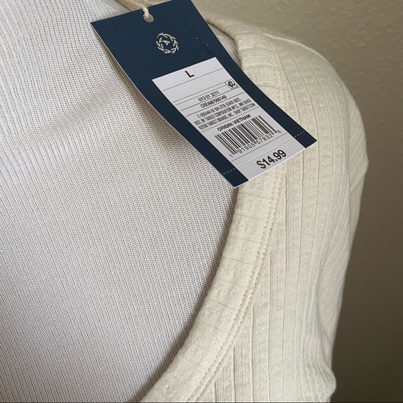 Universal Thread Long Sleeve Pointelle Tee | Cream - Picture 3 of 4